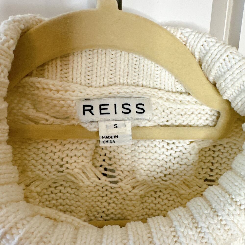 REISS Beatrix Long Sleeve Knit Mock Neck Pullover Sweater White | Small - Picture 8 of 11